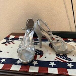 Silver strappy heels